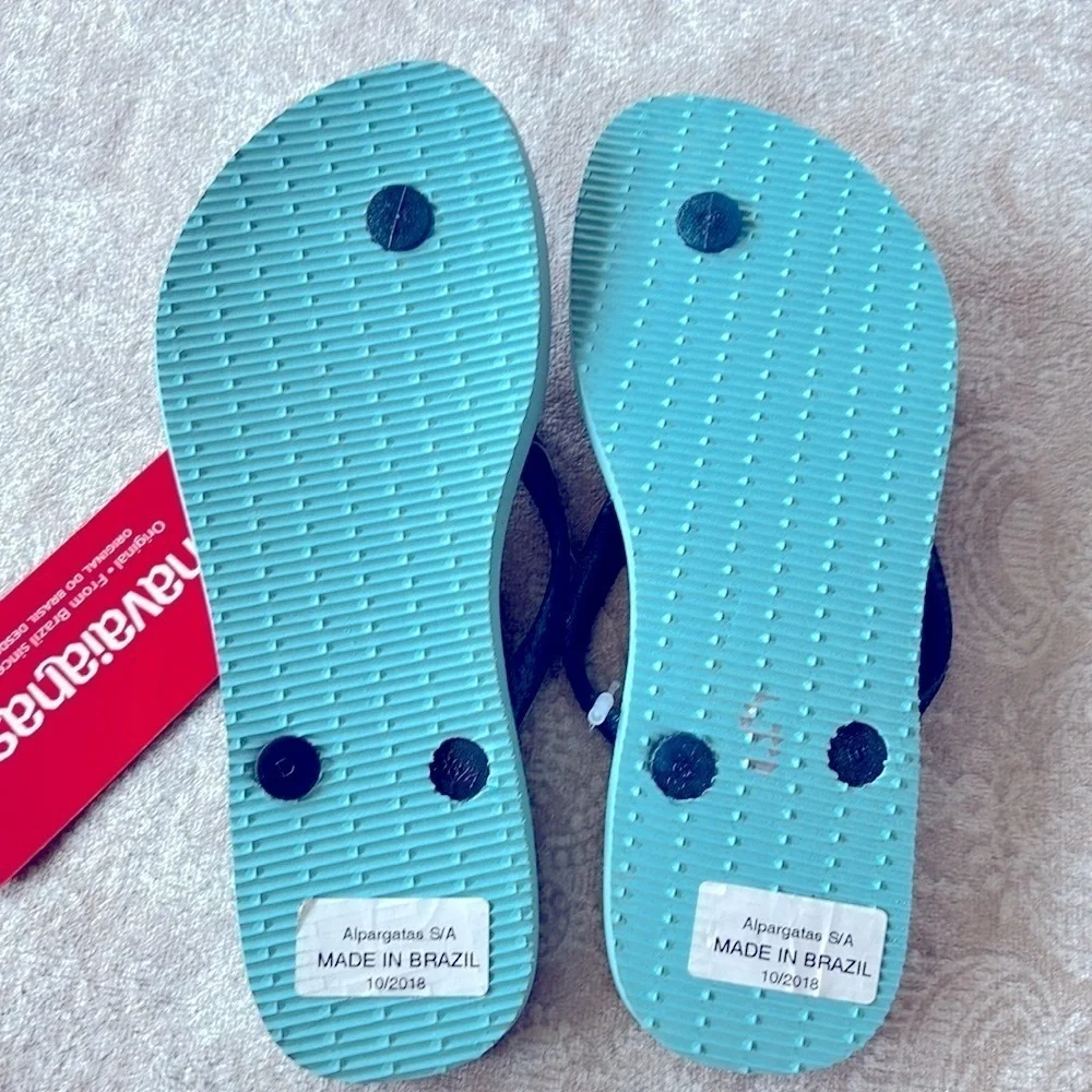 Brand New Havaianas x Disney Ariel Princess Flip Flops Thong Sandals Summer Blue